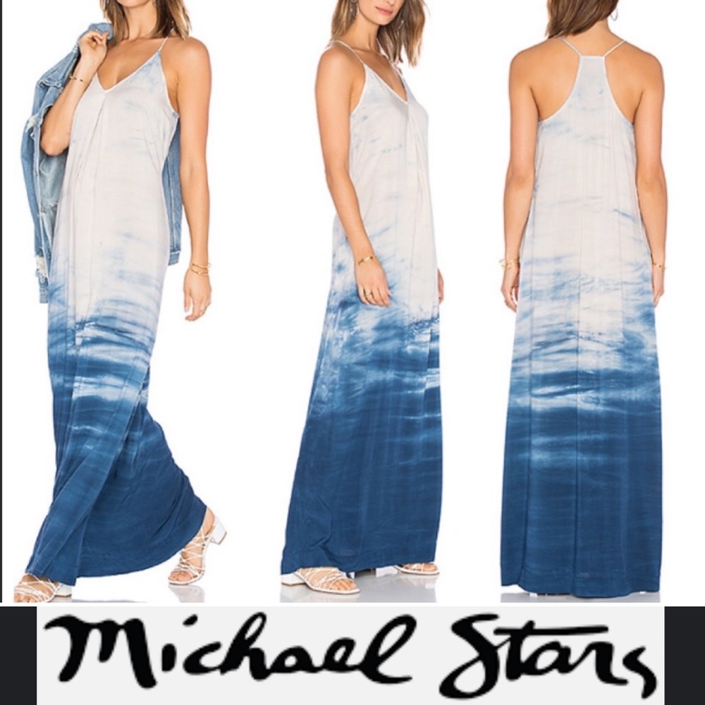 MICHAEL STARS “Naomi” Maxi Dress in Cosmic Blue Haze